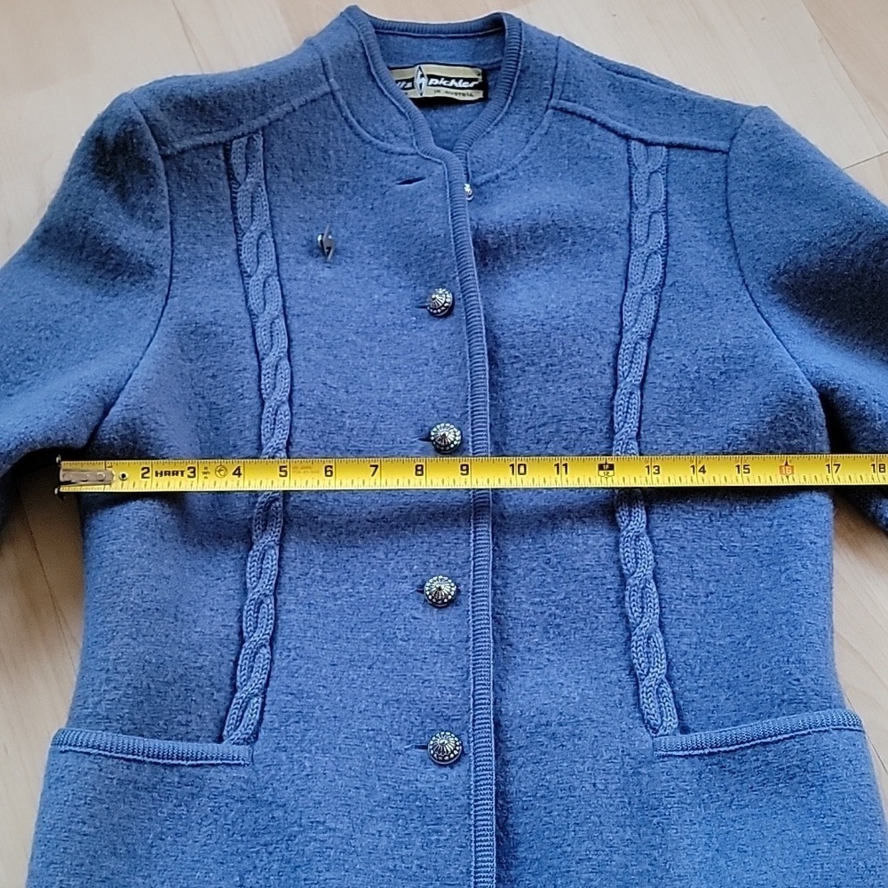 Vintage Kitz Pichler Blue Austrian Wool Blazer Jacket Small with Pin - Picture 8 of 13